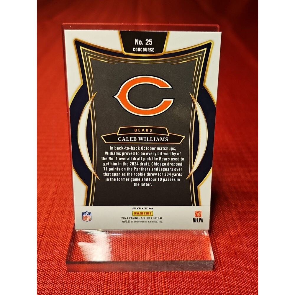 2024 Panini Select  Concourse Caleb Williams #25  Shock Prizm (RC) Chicago Bears - Picture 2 of 3